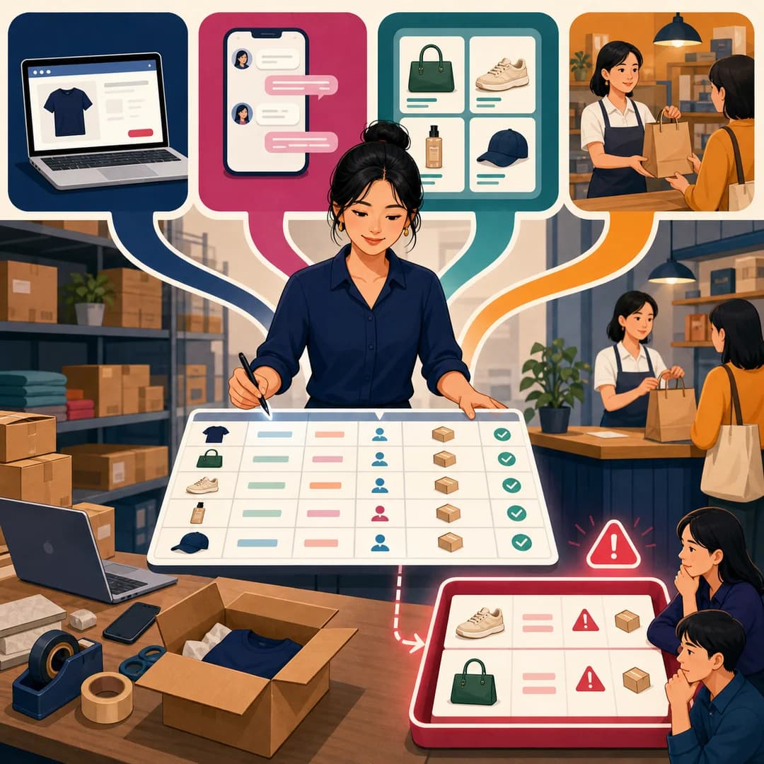 Quản lý bán hàng gom đơn từ website, mạng xã hội, sàn và cửa hàng vào một bàn xử lý có khay ngoại lệ