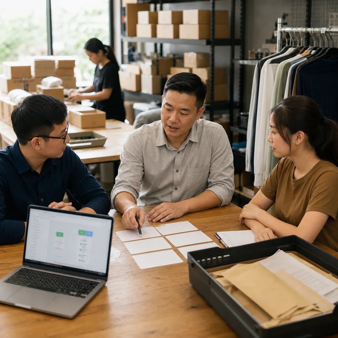 Chủ shop Việt Nam duyệt một ngoại lệ trên bảng vận hành cùng nhân viên
