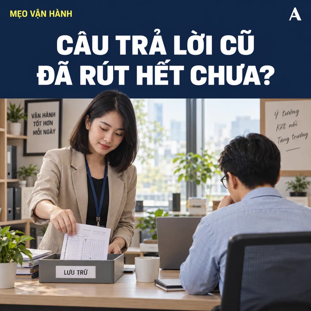 Quản lý Việt Nam cất phiếu hướng dẫn cũ vào khay riêng trong khi đồng nghiệp kiểm tra một máy tính xách tay