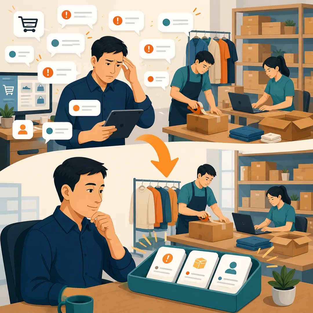 Chủ shop chuyển nhiều thông báo rời thành một khay kiểm tra gọn có thẻ ngoại lệ