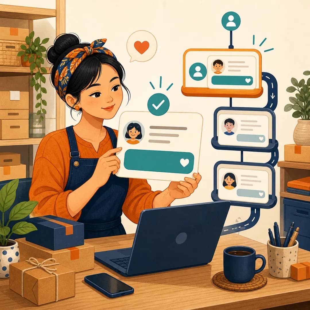 Chủ shop duyệt một thẻ chào trước khi đưa vào hàng tin nhắn mới