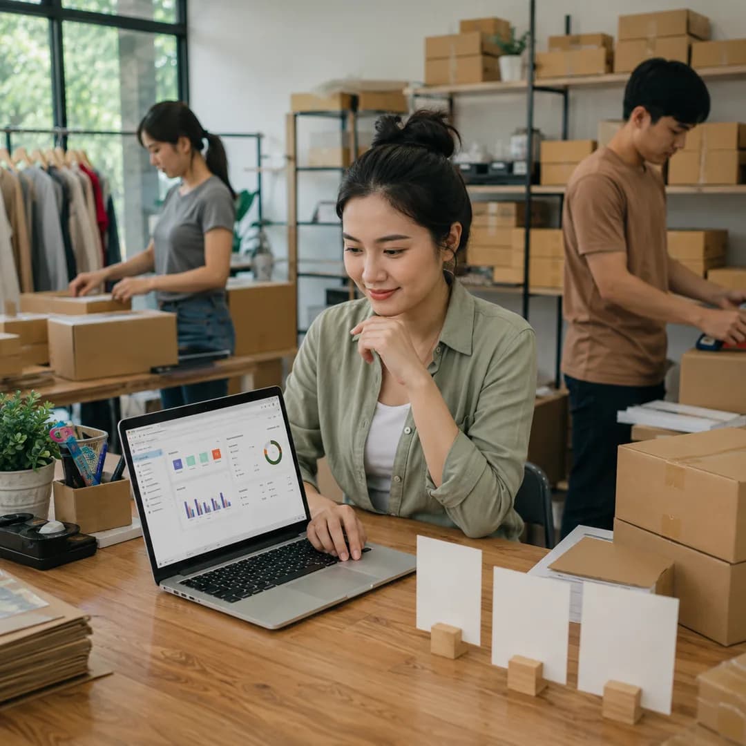 Chủ shop Việt Nam xem báo cáo theo kênh và theo luồng công việc