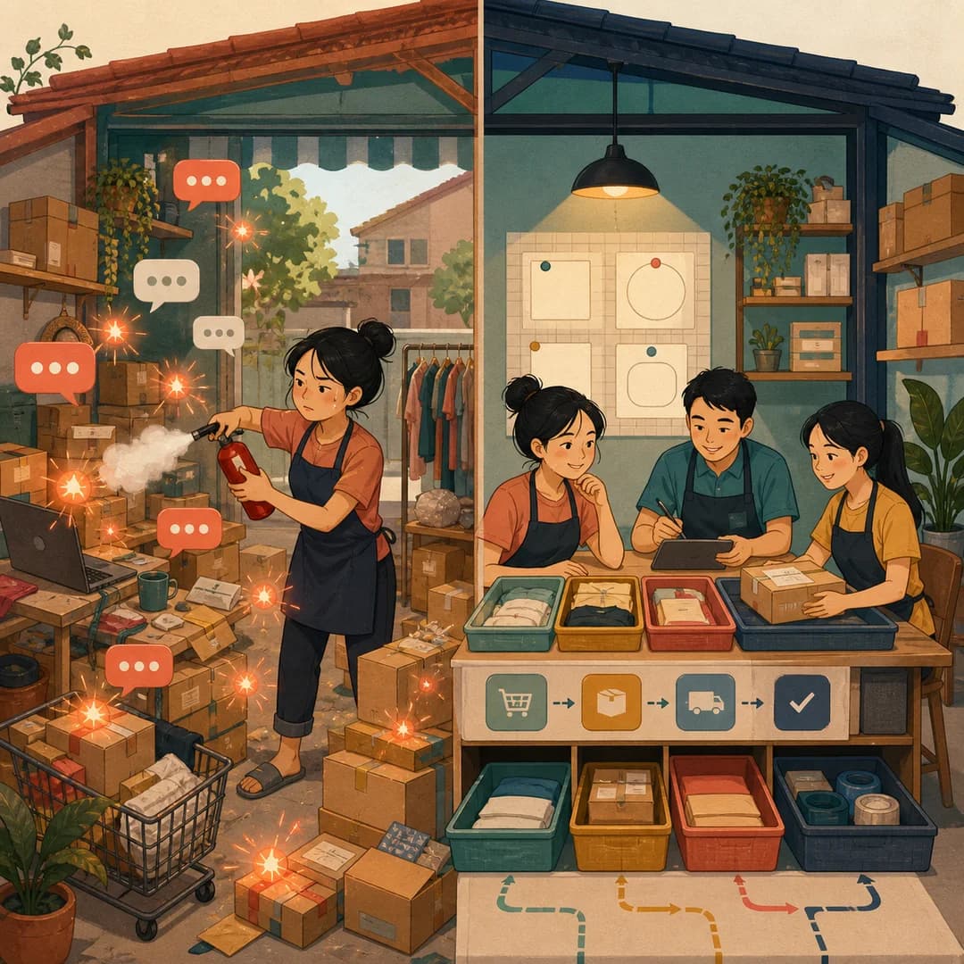 Cùng một cửa hàng, một bên dập các đốm việc gấp và một bên vận hành theo các khay rõ ràng