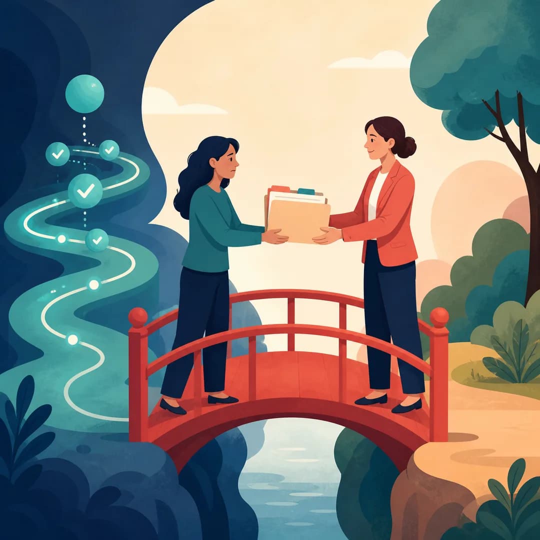 Quy trình tự động bàn giao một hồ sơ đầy đủ cho chuyên viên con người trên chiếc cầu rõ ràng