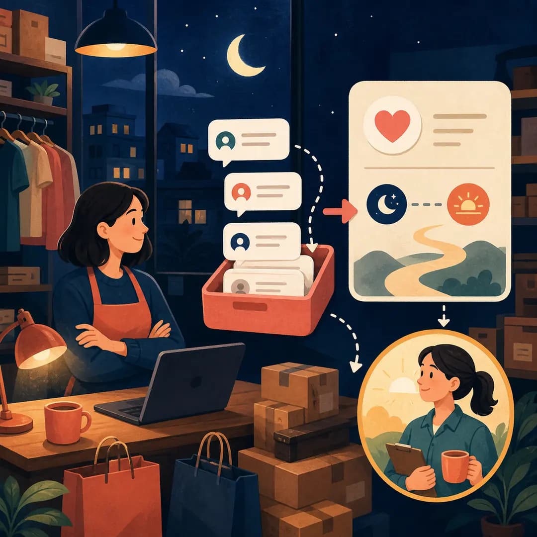 Chủ shop giữ hàng chờ tin nhắn ban đêm và bàn giao rõ cho ca sáng
