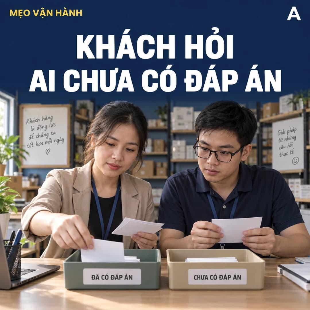 Trưởng nhóm chăm sóc khách hàng Việt Nam cùng đồng nghiệp phân loại các thẻ câu hỏi trên bàn làm việc