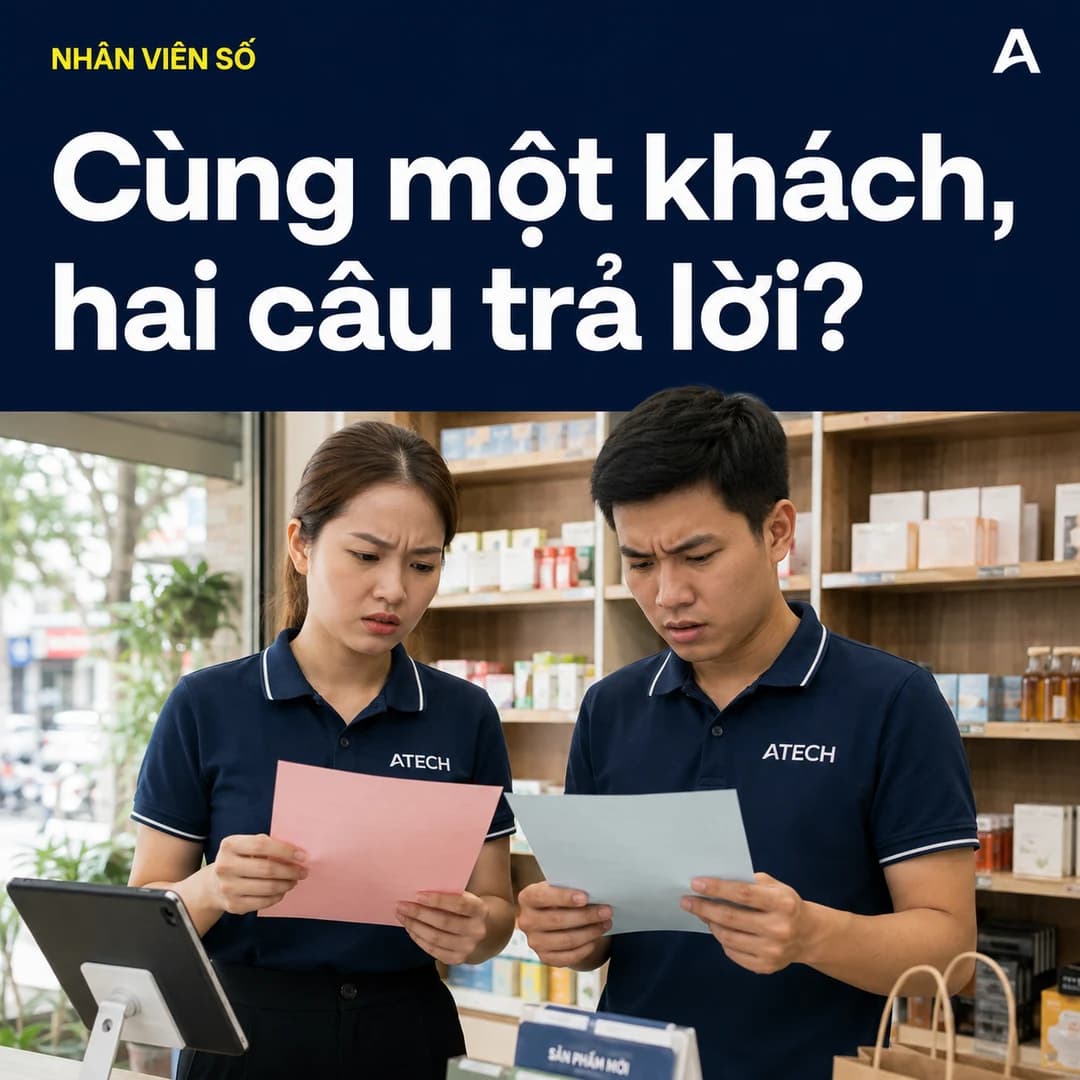 Ảnh AI minh họa hai nhân viên Việt Nam so sánh phiếu thông tin màu hồng và màu xanh