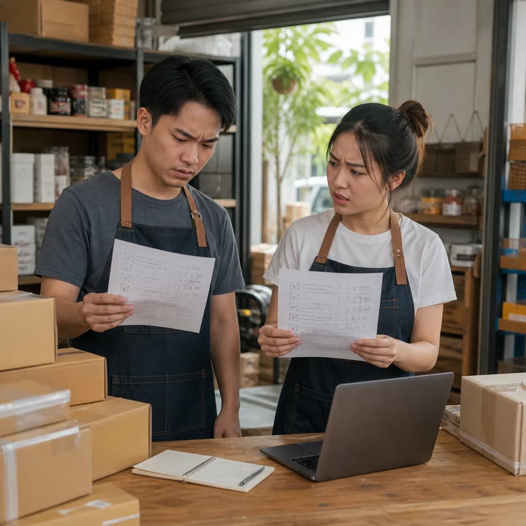 Nhân viên shop Việt Nam rà hàng chờ công việc tăng trên bảng theo dõi sau tự động hóa