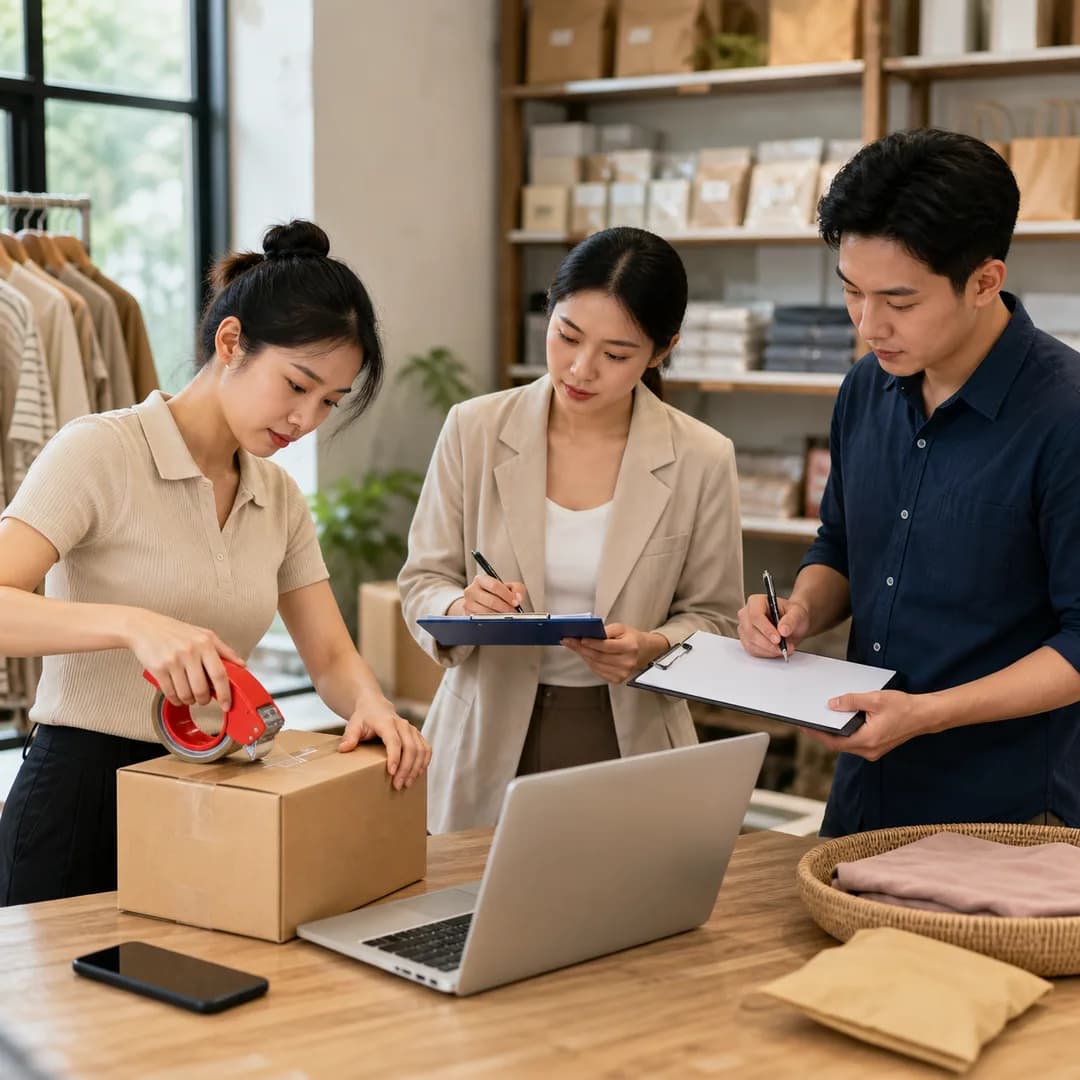 Chuyên viên A Tech Economy cùng chủ shop Việt Nam vẽ một quy trình có nguồn, quyền và ngoại lệ