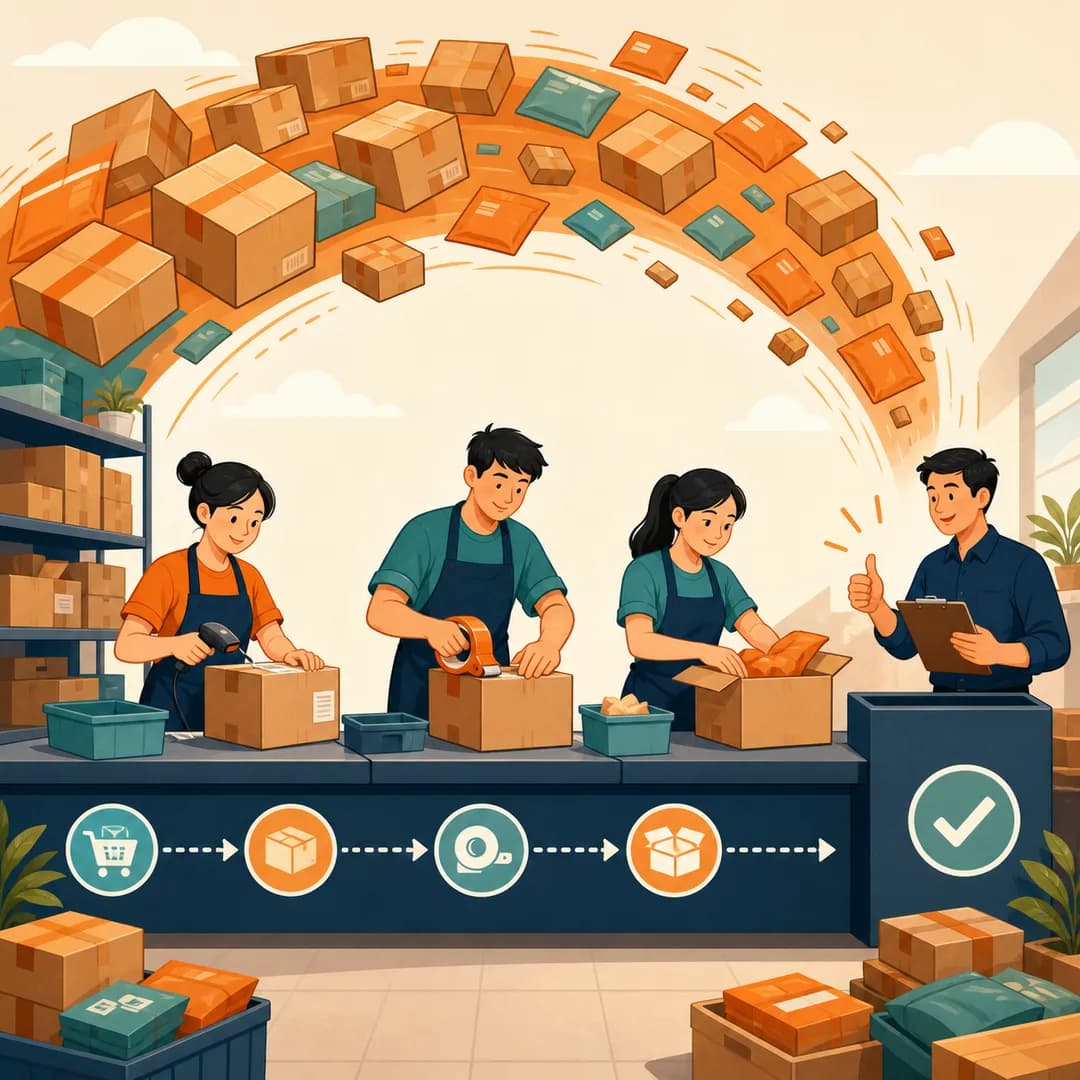Cùng một đội shop xử lý luồng đơn lớn hơn qua quy trình có điểm duyệt rõ