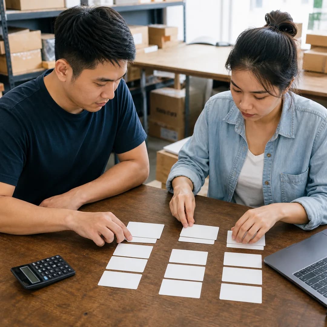 Chủ shop Việt Nam cùng nhân viên rà chi phí khi thêm một kênh bán hàng