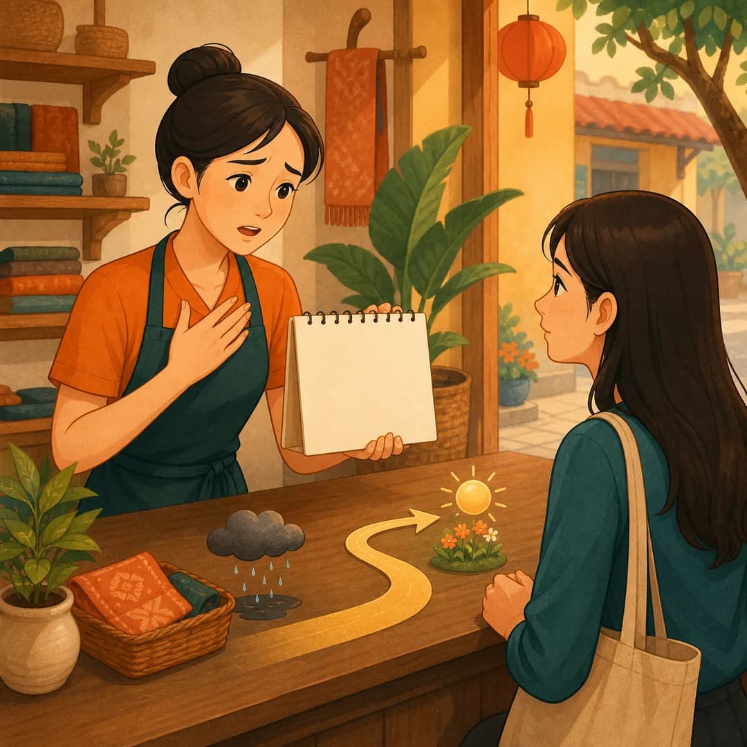 Nhân viên shop xin lỗi khách và mở lại con đường chăm sóc sau một mốc bị lỡ