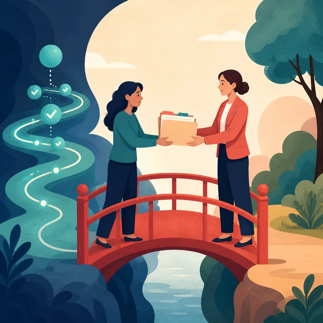 Quy trình tự động bàn giao một hồ sơ đầy đủ cho chuyên viên con người trên chiếc cầu rõ ràng